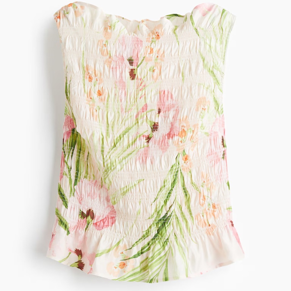 H&M Smocked Strapless Floral Top